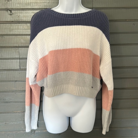 Hollister Sweaters - Hollister cropped color block striped sweater size medium